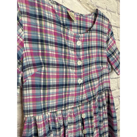 Blair Vintage Women's Housecoat Dress Short Sleeve Full Button Up Plaid SZ Small - Picture 2 of 4